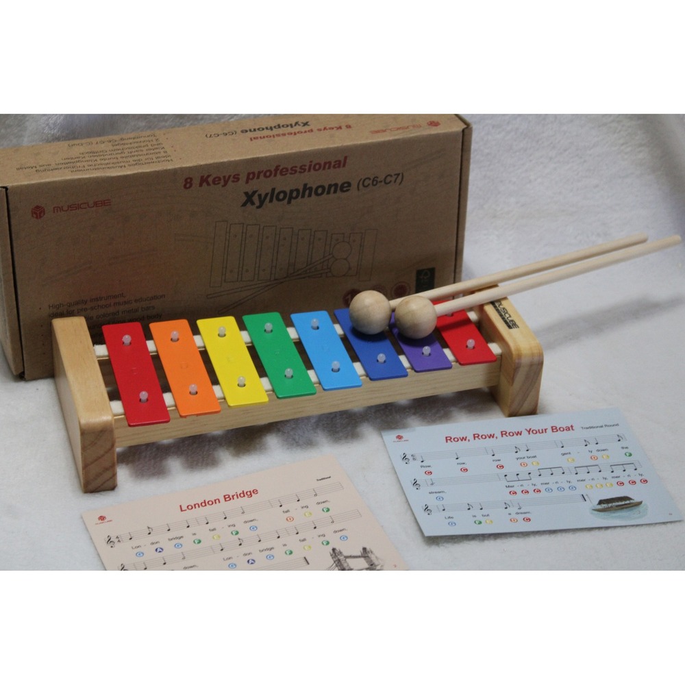 Musicube 8 Keys Professional Xylophone C6-C7 Wood Glockenspiel with Mallets